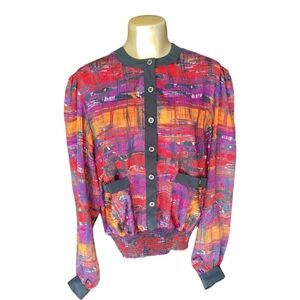 Vintage Colorful‎ Women's Jacket with Button Detail Gold